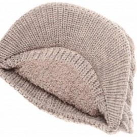 Skullies & Beanies Women's Knitted Newsboy Hat Double Layer Visor Beanie Cap with Soft Warm Fleece Lining - CF18YW3YNLR $18.11