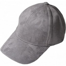 Baseball Caps Unisex Adjustable Snapback Hat Faux Suede Leather Baseball Cap - Ash Grey - C217YKMQL8Q $11.01