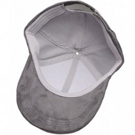 Baseball Caps Unisex Adjustable Snapback Hat Faux Suede Leather Baseball Cap - Ash Grey - C217YKMQL8Q $11.01