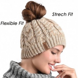 Skullies & Beanies Women Hat Knit Skull Beanie Winter Outdoor Runner Messy Bun Ponytail Cap - 09-mix Khaki - CP18HARNAXU $11.21