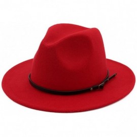 Fedoras Women Belt Buckle Fedora Hat - Red - C0183Q7UHQI $16.91