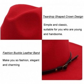 Fedoras Women Belt Buckle Fedora Hat - Red - C0183Q7UHQI $16.91