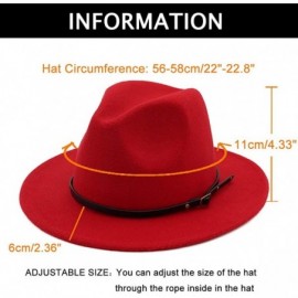 Fedoras Women Belt Buckle Fedora Hat - Red - C0183Q7UHQI $16.91