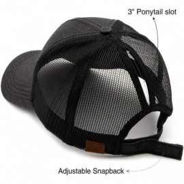 Baseball Caps Hatsandscarf Ponytail caps Messy Buns Trucker Plain Baseball Cap (BT-6) - Glitter-black - CH18Q273E4Z $12.69