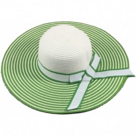 Visors Wide Brim Large Bow Floppy Summer Straw Sun Hat - 7149 Green - CG17YCOL9QA $12.84