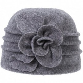 Skullies & Beanies Women's Winter Floral Warm Wool Cloche Bucket Hat Slouch Wrinkled Beanie Cap - Grey - C1188KN5UWM $15.62