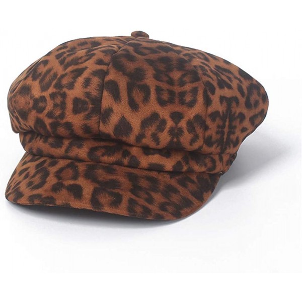 Newsboy Caps Men Women Leopard Art Fashion Trendy Design Newsboy Cap Golf Cabbie Gatsby Beret Hat - Brown - CL18M4O9AKW $15.90