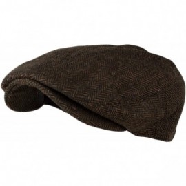 Newsboy Caps Men's Classic Herringbone Tweed Wool Blend Newsboy Ivy Hat (Large/X-Large- Charcoal) - Dark Brown - CC1214KFT4D ...