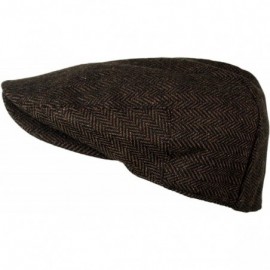 Newsboy Caps Men's Classic Herringbone Tweed Wool Blend Newsboy Ivy Hat (Large/X-Large- Charcoal) - Dark Brown - CC1214KFT4D ...