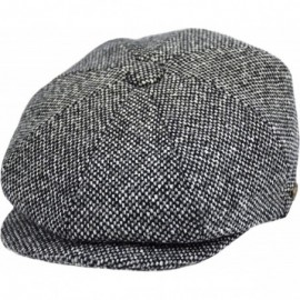 Newsboy Caps Men's Wool Newsboy Cap- Herringbone Driving Cabbie Tweed Applejack Golf Hat - 2124-black Tweed - CN189UMKQOU $20.59