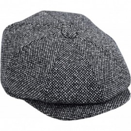 Newsboy Caps Men's Wool Newsboy Cap- Herringbone Driving Cabbie Tweed Applejack Golf Hat - 2124-black Tweed - CN189UMKQOU $20.59