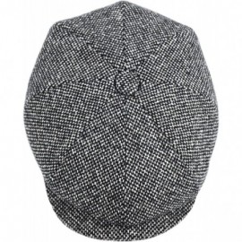 Newsboy Caps Men's Wool Newsboy Cap- Herringbone Driving Cabbie Tweed Applejack Golf Hat - 2124-black Tweed - CN189UMKQOU $20.59