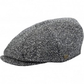 Newsboy Caps Men's Wool Newsboy Cap- Herringbone Driving Cabbie Tweed Applejack Golf Hat - 2124-black Tweed - CN189UMKQOU $20.59