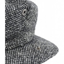 Newsboy Caps Men's Wool Newsboy Cap- Herringbone Driving Cabbie Tweed Applejack Golf Hat - 2124-black Tweed - CN189UMKQOU $20.59