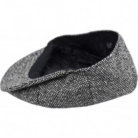 Newsboy Caps Men's Wool Newsboy Cap- Herringbone Driving Cabbie Tweed Applejack Golf Hat - 2124-black Tweed - CN189UMKQOU $20.59