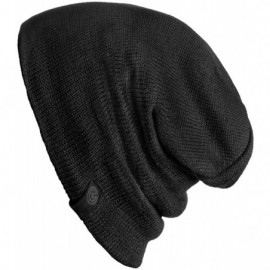 Skullies & Beanies Warm Beanie Hat Fleece Lined - Slight Slouchy Style - Keep Your Head Warm and Cozy in Cold Weathers - Blac...