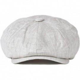 Newsboy Caps Men's Linen Newsboy Cap Herringbone Breathable Summer Hat - Light Grey - CD1962CWKGH $21.10