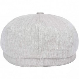 Newsboy Caps Men's Linen Newsboy Cap Herringbone Breathable Summer Hat - Light Grey - CD1962CWKGH $21.10