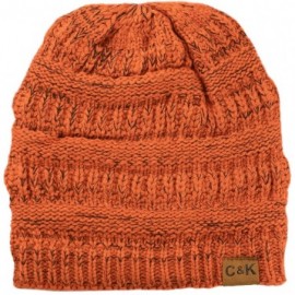 Skullies & Beanies Soft Stretch Cable Knit Warm Chunky Beanie Skully Winter Hat - 2. Two Tone Orange - CF186UKULMK $13.57