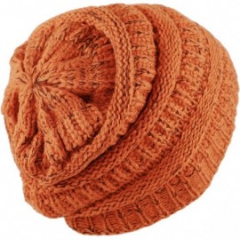 Skullies & Beanies Soft Stretch Cable Knit Warm Chunky Beanie Skully Winter Hat - 2. Two Tone Orange - CF186UKULMK $13.57