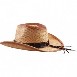 Cowboy Hats Western Outback Cowboy Hat Men's Women's Style Straw Felt Canvas - Star Bull Band - C5194Z85IWZ $20.75