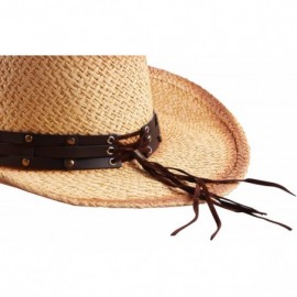Cowboy Hats Western Outback Cowboy Hat Men's Women's Style Straw Felt Canvas - Star Bull Band - C5194Z85IWZ $20.75