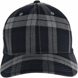 Baseball Caps Men's Cotton Tartan Plaid Stretch Fit Baseball Hat - Black/Grey - CG11SN60G4F $18.01