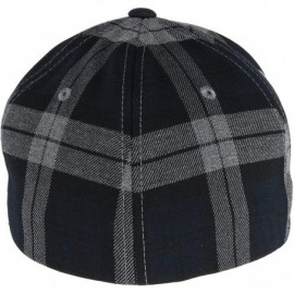 Baseball Caps Men's Cotton Tartan Plaid Stretch Fit Baseball Hat - Black/Grey - CG11SN60G4F $18.01