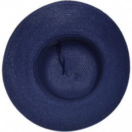 Sun Hats Sun Straw Hats for Women Floppy Foldable Wide Brim Summer Beach Hat UV Protection - B Navy Blue - C018G4XQS6T $15.53