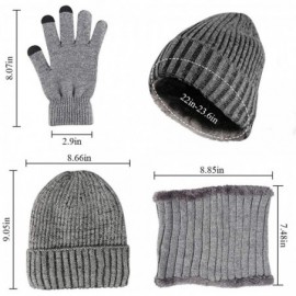 Skullies & Beanies Winter Knit Beanie Hat Neck Scarf Touch Screen Gloves Set Fleece Lined Skull Cap - Gray - CH18NE84Y3M $9.21