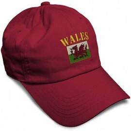 Baseball Caps Soft Baseball Cap Wales Flag Embroidery Dad Hats for Men & Women Buckle Closure - Burgundy - CW18YSUNK9Z $26.27