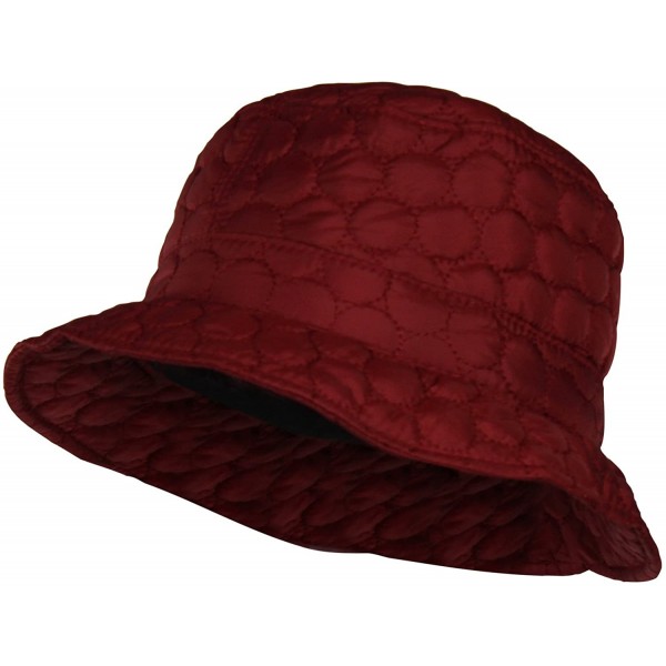 Rain Hats Packable Water Repellent Quilted Bucket Rain Hat w/Adjustable Drawstring - Cranberry - CH12NFFDL5E $18.36