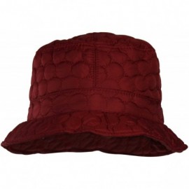 Rain Hats Packable Water Repellent Quilted Bucket Rain Hat w/Adjustable Drawstring - Cranberry - CH12NFFDL5E $18.36