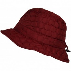 Rain Hats Packable Water Repellent Quilted Bucket Rain Hat w/Adjustable Drawstring - Cranberry - CH12NFFDL5E $18.36