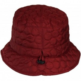 Rain Hats Packable Water Repellent Quilted Bucket Rain Hat w/Adjustable Drawstring - Cranberry - CH12NFFDL5E $18.36