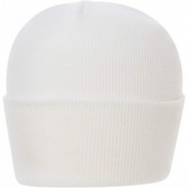 Skullies & Beanies 100% Soft Acrylic Solid Color Classic Cuffed Winter Hat - Made in USA - White - CZ187ITMWQA $57.69