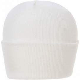 Skullies & Beanies 100% Soft Acrylic Solid Color Classic Cuffed Winter Hat - Made in USA - White - CZ187ITMWQA $36.64