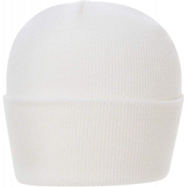 Skullies & Beanies 100% Soft Acrylic Solid Color Classic Cuffed Winter Hat - Made in USA - White - CZ187ITMWQA $36.64
