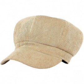 Newsboy Caps Women Corduroy 8 Panel Newsboy Cabbie Cap Peaked Beret Hat - Khaki - C418629KC4A $10.18