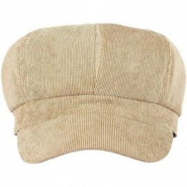 Newsboy Caps Women Corduroy 8 Panel Newsboy Cabbie Cap Peaked Beret Hat - Khaki - C418629KC4A $10.18