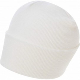 Skullies & Beanies 100% Soft Acrylic Solid Color Classic Cuffed Winter Hat - Made in USA - White - CZ187ITMWQA $36.64