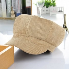 Newsboy Caps Women Corduroy 8 Panel Newsboy Cabbie Cap Peaked Beret Hat - Khaki - C418629KC4A $10.18