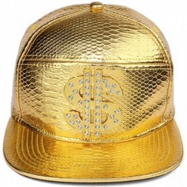 Baseball Caps Hip Hop Hat-Flat-Brimmed Hat-Rock Cap-Adjustable Snapback Hat for Men and Women - T-gold - CI199KAAIL9 $10.82