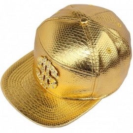 Baseball Caps Hip Hop Hat-Flat-Brimmed Hat-Rock Cap-Adjustable Snapback Hat for Men and Women - T-gold - CI199KAAIL9 $10.82