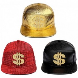 Baseball Caps Hip Hop Hat-Flat-Brimmed Hat-Rock Cap-Adjustable Snapback Hat for Men and Women - T-gold - CI199KAAIL9 $10.82