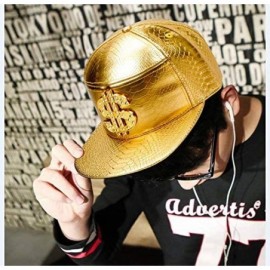 Baseball Caps Hip Hop Hat-Flat-Brimmed Hat-Rock Cap-Adjustable Snapback Hat for Men and Women - T-gold - CI199KAAIL9 $10.82