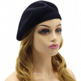 Berets French Beret Hat-Reversible Solid Color Cashmere Beret Cap for Womens Girls Lady Adults - Navy - C2192A026M9 $14.50