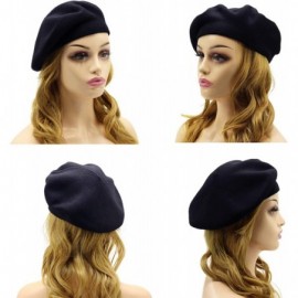 Berets French Beret Hat-Reversible Solid Color Cashmere Beret Cap for Womens Girls Lady Adults - Navy - C2192A026M9 $14.50