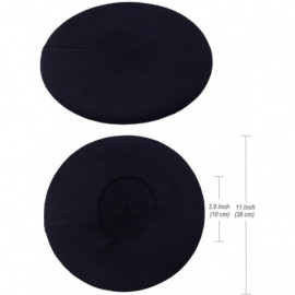 Berets French Beret Hat-Reversible Solid Color Cashmere Beret Cap for Womens Girls Lady Adults - Navy - C2192A026M9 $14.50