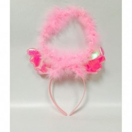 Headbands LED Plush Angel Wings Headband - Light Up for Kids' & Adults' Costume Accessory - Pink - CY185LLAZZ4 $8.47